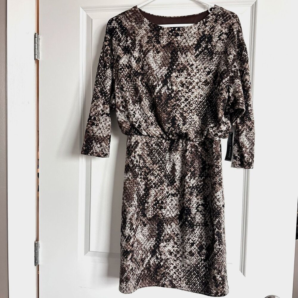 Jessica Howard Animal Print Long Sleeve Dress Lined Size S NWT